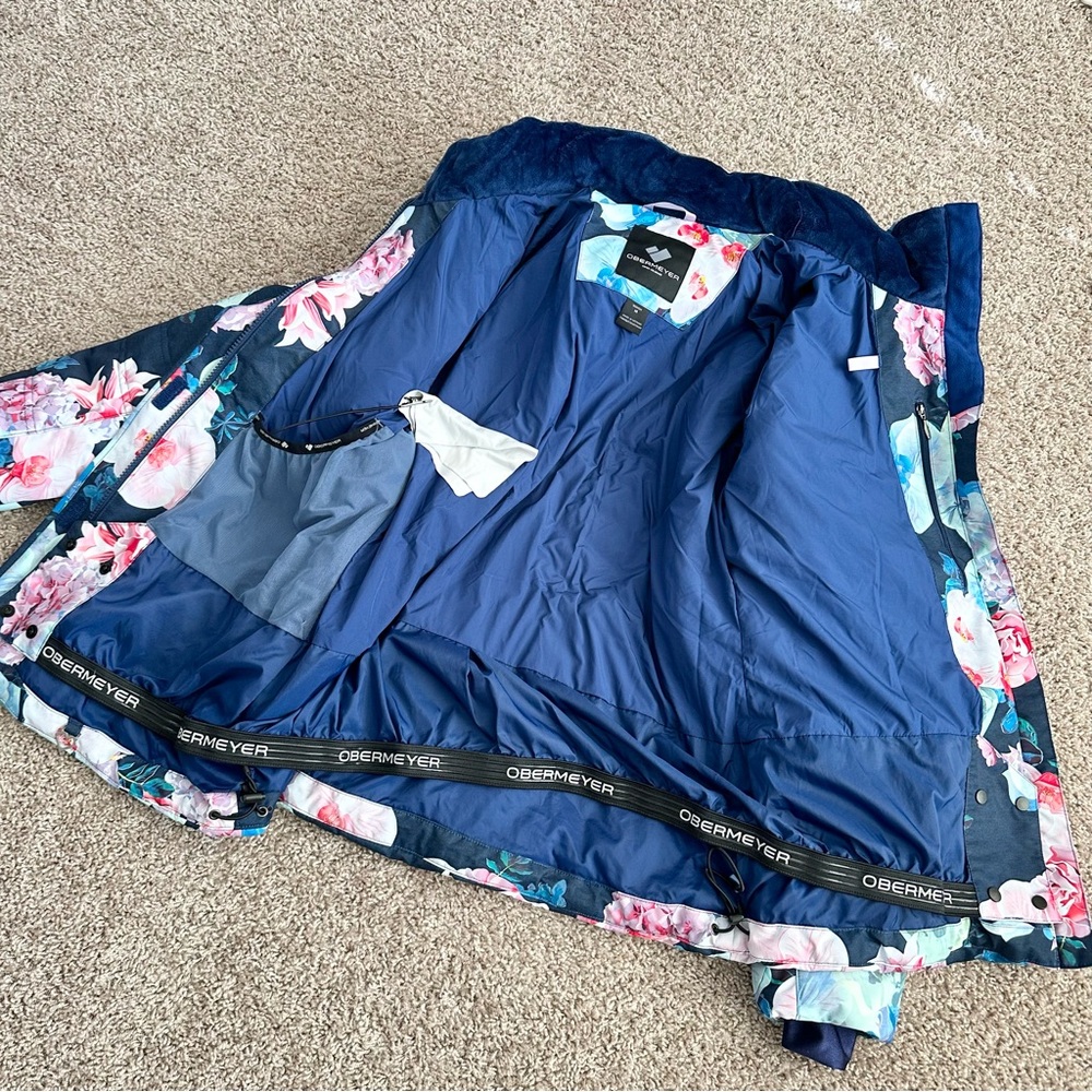 OBERMEYER TUSCANY II INSULATED JACKET WOMEN'S with Faux Fur Trim Floral Size 14 - Picture 9 of 12
